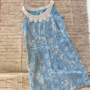 Ann Taylor LOFT Blue & White Sleeveless Dress 4 Petite